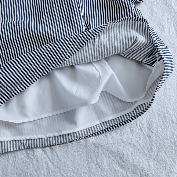 Banana Republic One Shoulder Bow Black & White Striped Top Size 8 - Picture 9 of 9